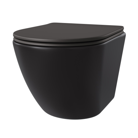 Унитаз подвесной Taliente Amato AM25010 Nero черный матовый с сиденьем безободковый смыв торнадо